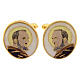 St Pio cufflinks, pearly-white enamel, gold plated brass s1