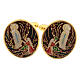 Gemelli Madonna Lourdes smalto ottone dorato s1
