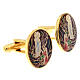 Lady of Lourdes cufflinks with golden brass enamel s2