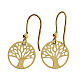 Orecchini argento 925 albero vita 3 cm dorato s3