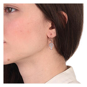 Rosé earrings, diamond Tree of Life, 925 silver
