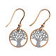 Rosé earrings, diamond Tree of Life, 925 silver s1