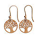 Rosé silver earrings tree of life pendant 3 cm s3