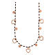 925 rosé silver necklace with black round beads 1 mm hearts 48 cm s1