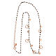 925 rosé silver necklace with black round beads 1 mm hearts 48 cm s5