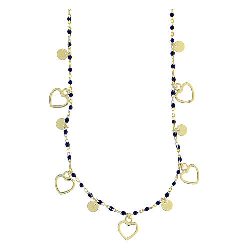 Necklace of gold plated 925 silver, heart-shaped charms, 46 cm circumference 1