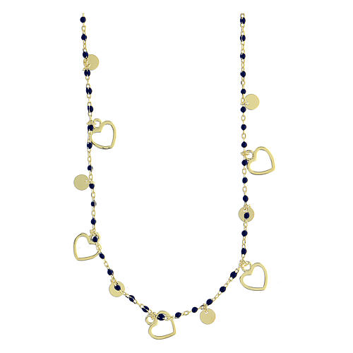 Necklace of gold plated 925 silver, heart-shaped charms, 46 cm circumference 3