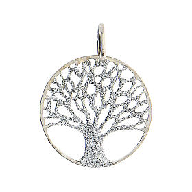 Pingente redondo prata 925 Árvore da Vida diamantado 2 cm