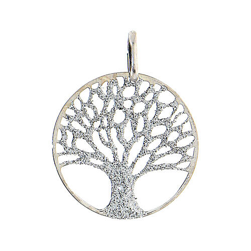 Pingente redondo prata 925 Árvore da Vida diamantado 2 cm 1