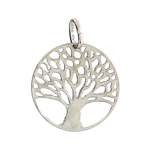 Round Tree of Life medallion tin 925 silver diamond decor 2 cm 3