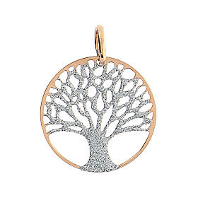 Rose silver diamond pendant Tree of life 2 cm