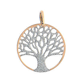 Tree of life pendant in rose silver diamond 2 cm