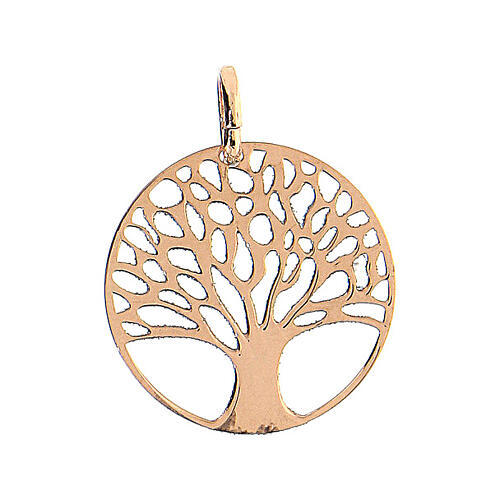 Tree of life pendant in rose silver diamond 2 cm 3