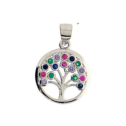 Tree of Life medallion with colored zircons in 925 silver 1