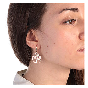 Tree of Life earrings, 2 cm, rosé 925 silver
