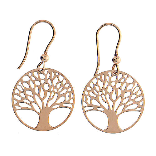 Tree of Life earrings, 2 cm, rosé 925 silver 1