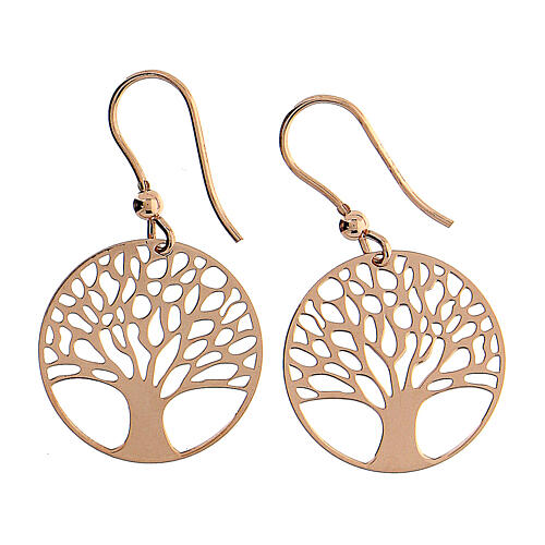 Tree of Life earrings, 2 cm, rosé 925 silver 3