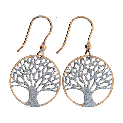 Rosé earrings, diamond Tree of Life, 925 silver 1