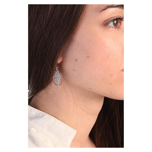 Rosé earrings, diamond Tree of Life, 925 silver 4