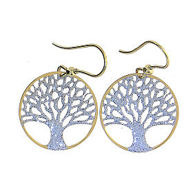 Gold plated earrings, Tree of Life, 925 silver, 2 cm