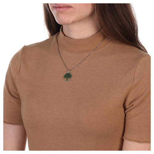 Anhänger aus 925er Silber mit grünen Diamanten, 2 cm 4