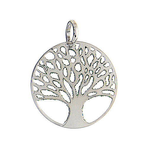 Green diamond pendant 925 silver round Tree of Life 2 cm 3