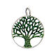 Green diamond pendant 925 silver round Tree of Life 2 cm s1