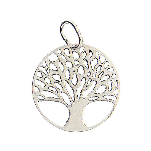 Round pendant of 2 cm, black and white diamond Tree of Life, 925 silver 3