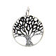 Round pendant of 2 cm, black and white diamond Tree of Life, 925 silver s1