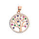 Tree of Life pendant, 2 cm, rosé 925 silver and colourful zircons s1