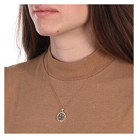 Tree of Life pendant, gold plated 925 silver and colourful zircons, 2 cm diameter