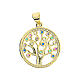 Tree of Life pendant, gold plated 925 silver and colourful zircons, 2 cm diameter s3