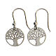 Earrings with red diamond Tree of Life, 925 silver, 1.5 cm diameter s3