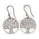 Earrings with Tree of Life, red diamond, 925 silver, 2 cm diameter s3