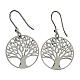 Earrings with Tree of Life, blue diamond, 925 silver, 2 cm diameter s3