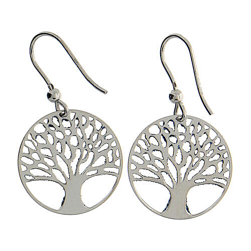 Orecchini diamantati blu argento 925 Albero della Vita 2 cm 3