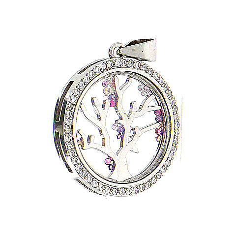 Tree of Life pendant, 925 silver, colourful zircons in the circle 3