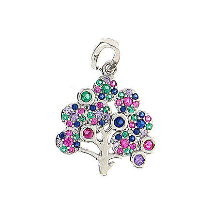 Tree of Life pendant, colourful zircons, 925 silver 1