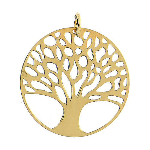 Pingente Árvore da Vida dourado diamantado 3,5 cm diâmetro 3