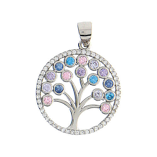 Colgante Árbol de la Vida zircones coloreados plata 925 1