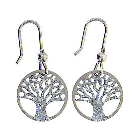 Tree of Life earrings, 925 silver with diamond finish
