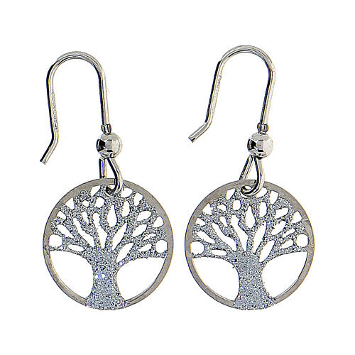 Tree of Life earrings, 925 silver with diamond finish 1