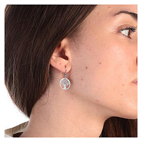 Tree of Life silver diamond-coated earrings