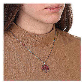Red diamond Tree of Life, 925 silver pendant