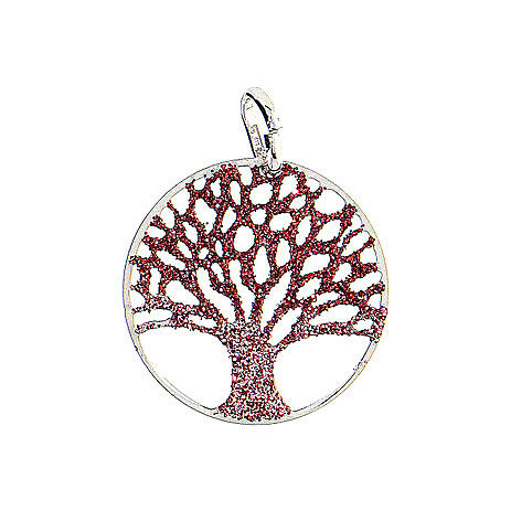 Tree of Life pendant in 925 silver with red diamond 1