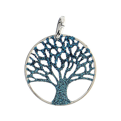 Colgante plata 925 Árbol de la Vida diamantado azul 1