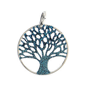 Pingente prata 925 Árvore da Vida diamantada azul