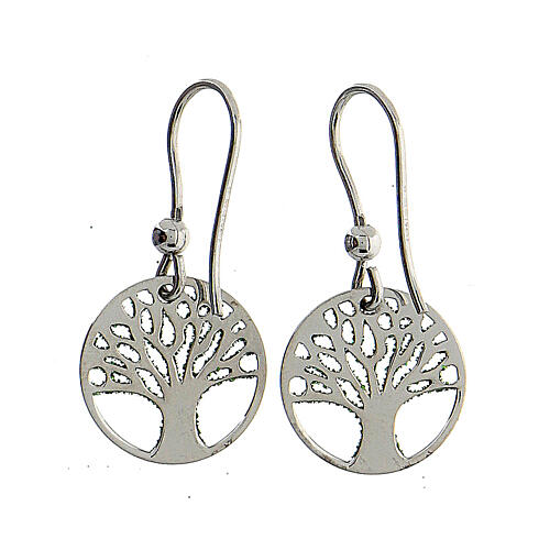 Tree of Life earrings, 925 silver with green diamond finish 3