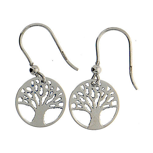 Tree of Life earrings, 925 silver with blue diamond finish 3