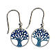 Tree of Life earrings, 925 silver with blue diamond finish s1